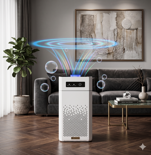 Luxury Smart HEPA Air Purifier - Large Room Home Ionizer H13 Medical Grade Filter for Dust Pet Smoke Allergens - Modern Minimalist Tower Design Ambient LED Aura Aromatherapy Diffuser Premium Wholesale Residential Air Filtration System O3-Free